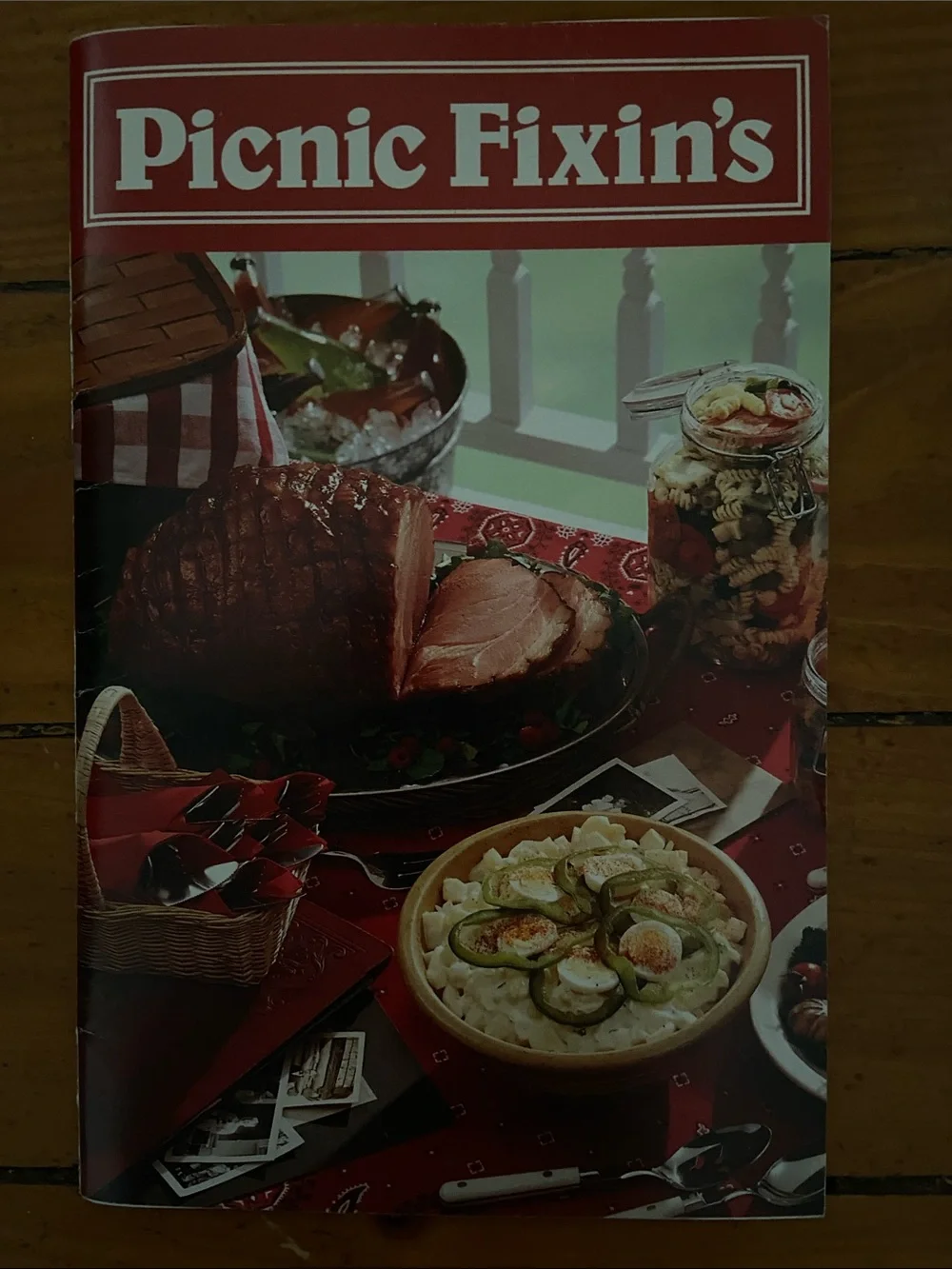 Vintage 90s 1990s Red Gingham checkered Picnic outdoor party cookbook recipes
